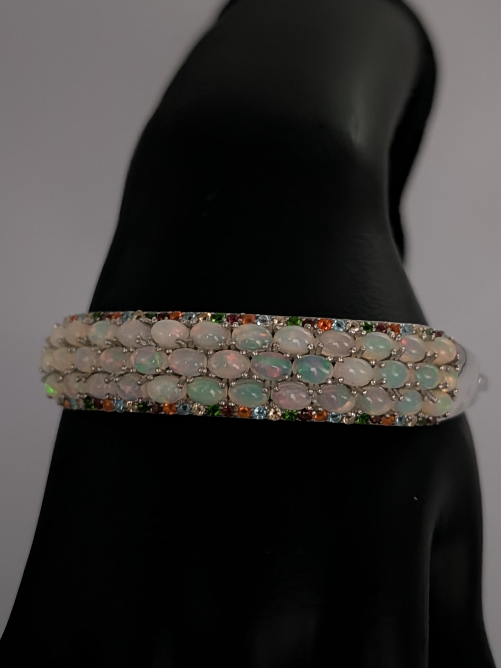 NEW Sterling Silver Ethiopian Opal & Multi Gemstone Bracelet 8inch
